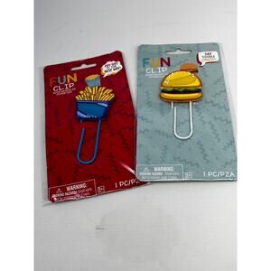Paper Clips Giant size 3 inches Hamburger and French Fries Fun Clip New in Box